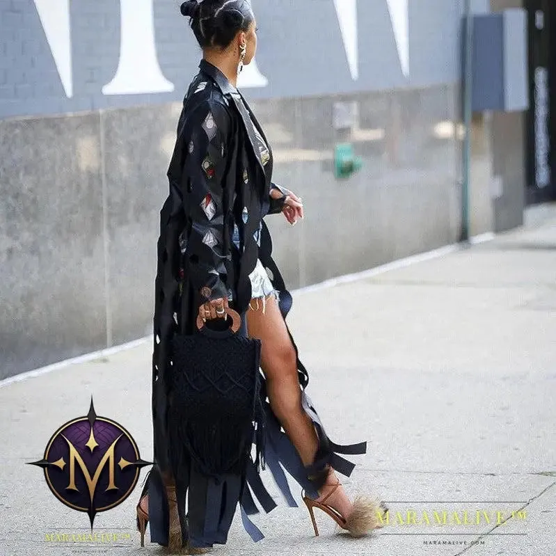 Women's Clothing Lapel Hollow Cardigan Trench Coat
