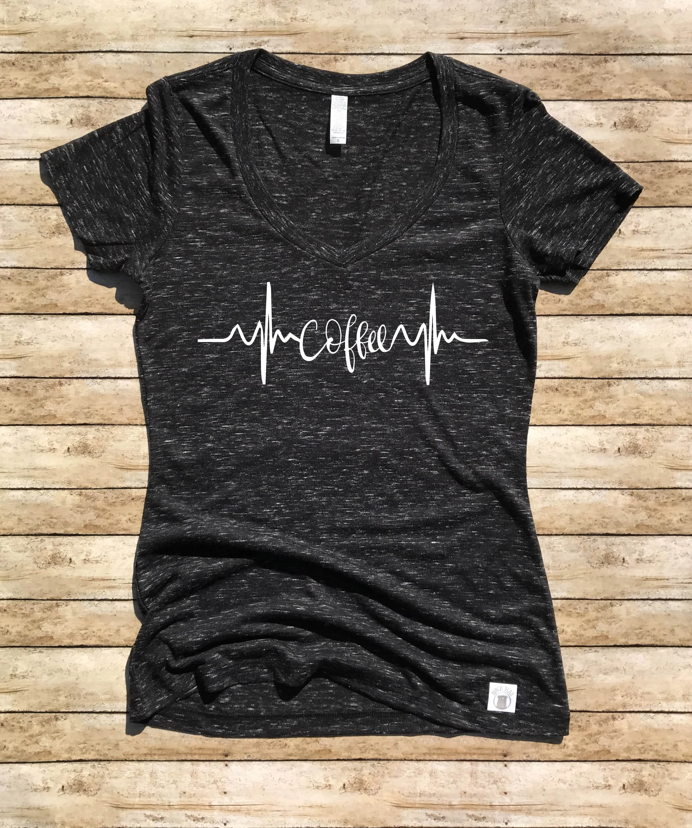Women's Form Fitting V-Neck Coffee Lifeline Shirt - Funny Coffee Shirt