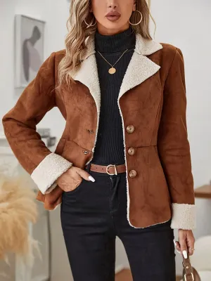 Womens Plush Faux Fur Thermal Jacket  Cozy Fall Outerwear