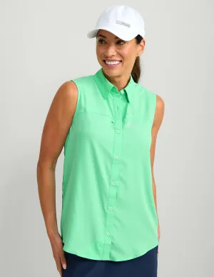 Womens Sleeveless Tide Point Button-Down