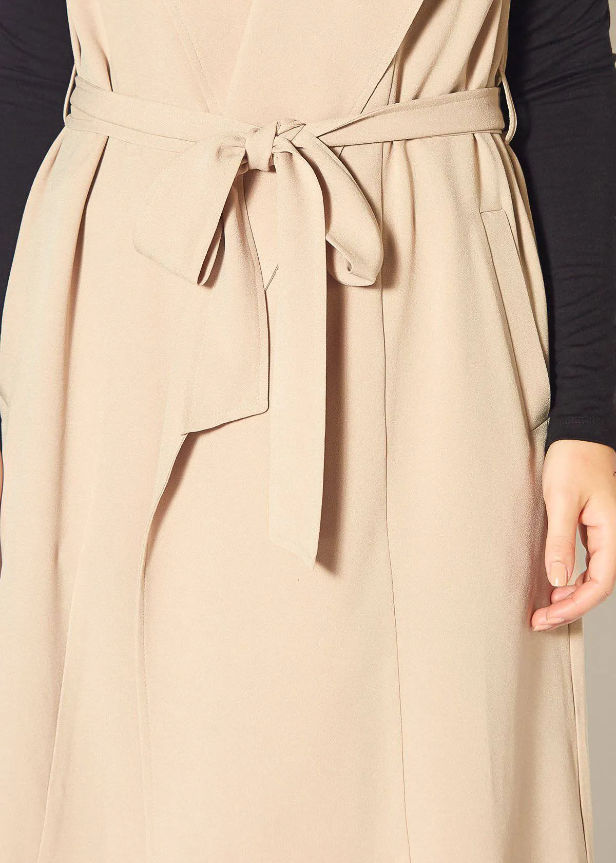 Women's Sleeveless Trench Vest in Khaki