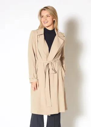 Women's Tie Waist Light Trench Coat in Khaki