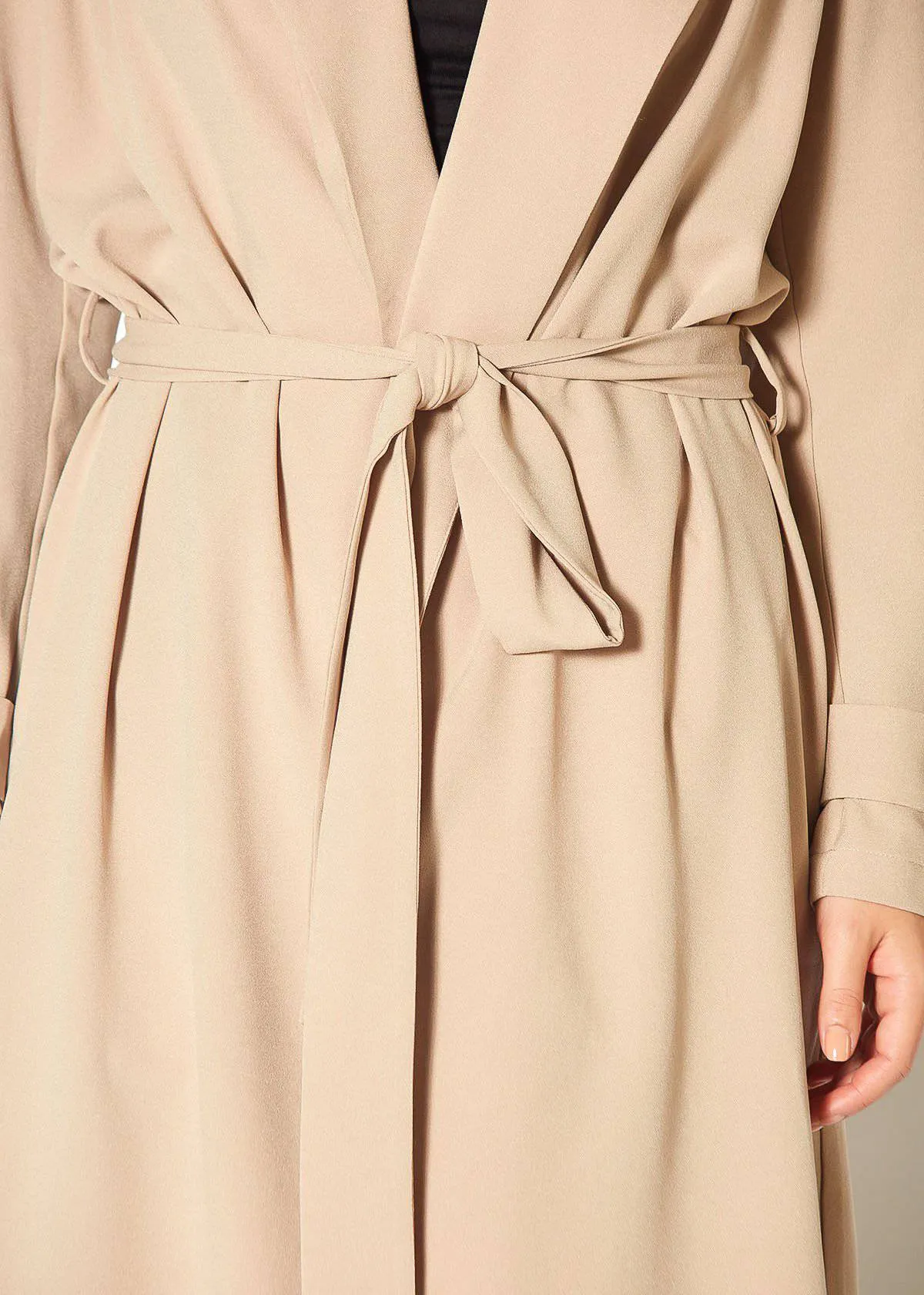 Women's Tie Waist Light Trench Coat in Khaki