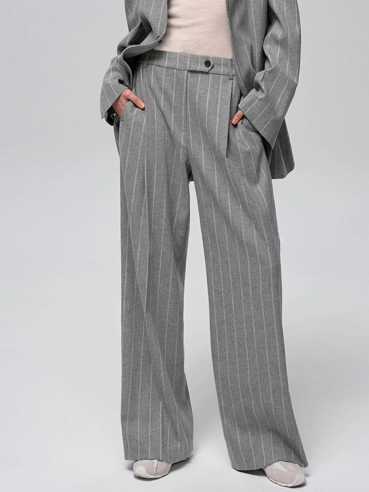 Wool-Blend Pinstripe Tweed Pants