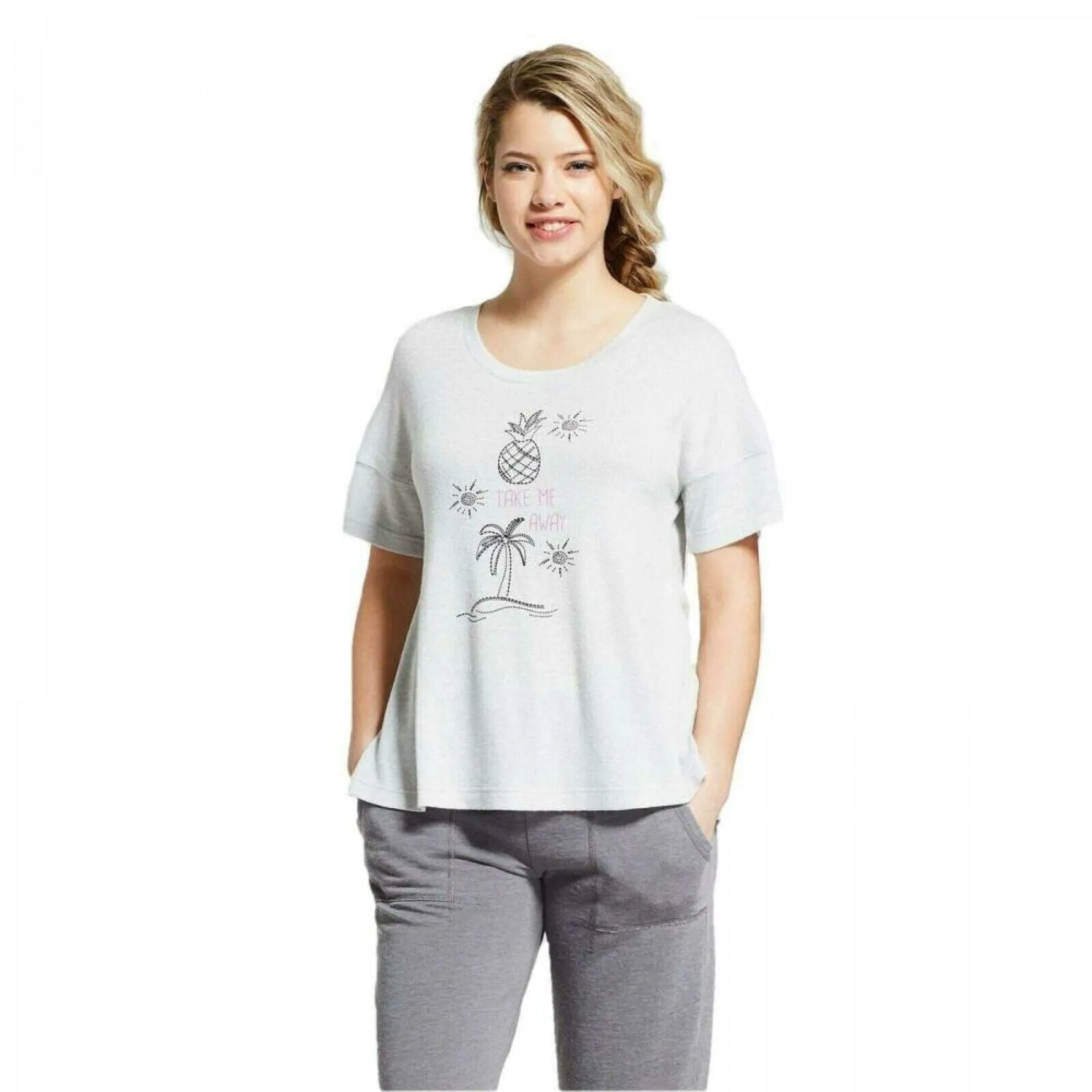 Xhilaration Sleepwear TAKE ME AWAY Short-Sleeve Sleep Shirt Pajama Top