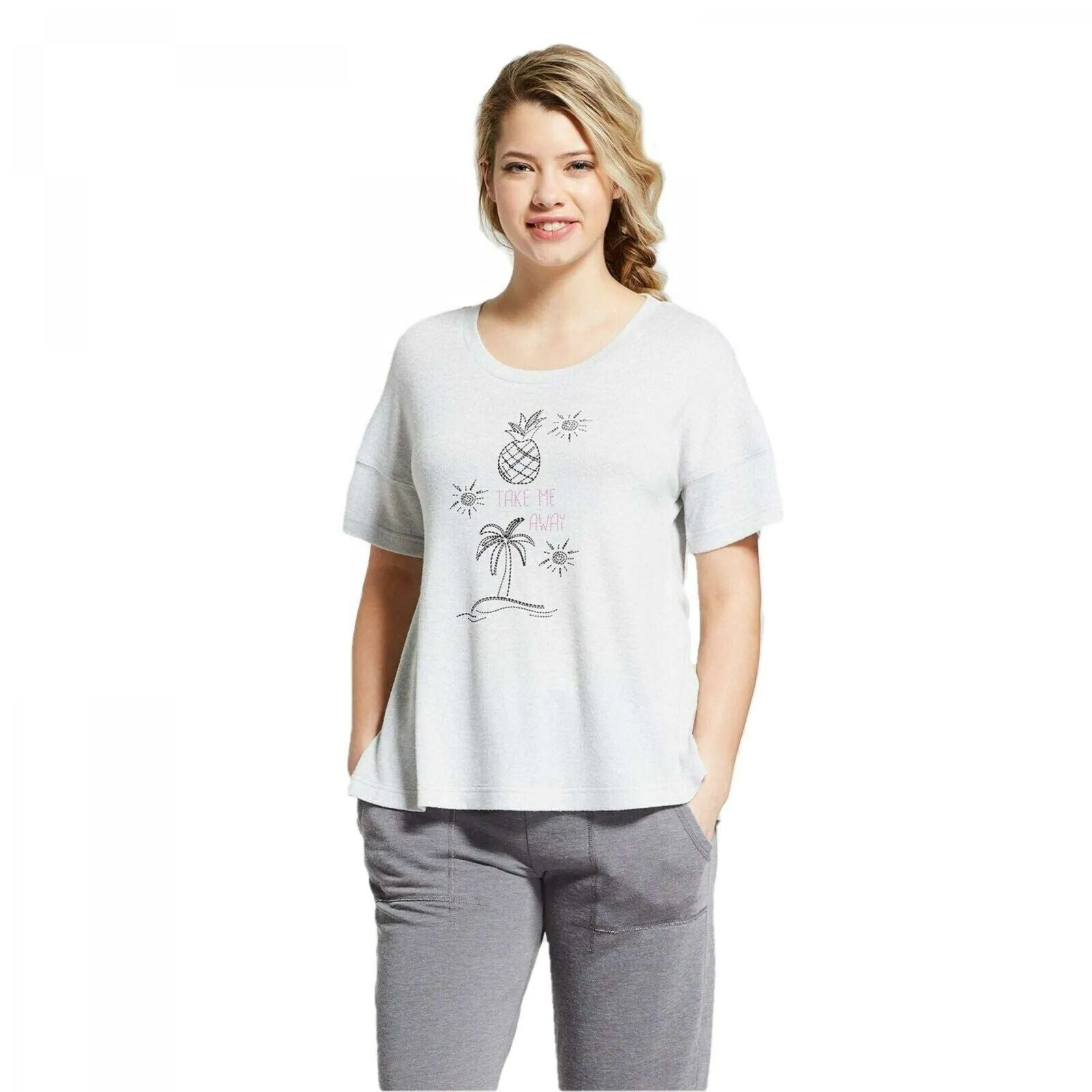 Xhilaration Sleepwear TAKE ME AWAY Short-Sleeve Sleep Shirt Pajama Top