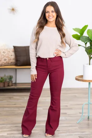 YMI Burgundy Hyperstretch Flare Pants