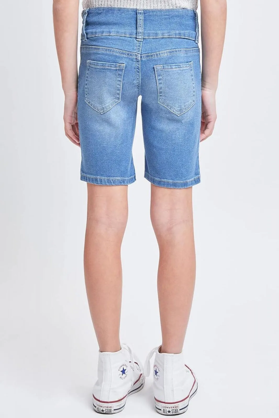 Ymi Girls Essential Mid-Rise 3-Button Bermuda Shorts Medium Blue 14