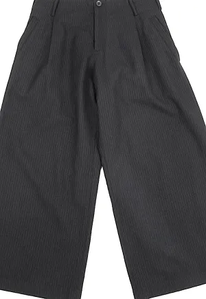 Yohji Yamamoto Japan. NOIR. Black Wool Pinstripe Super Wide Pants