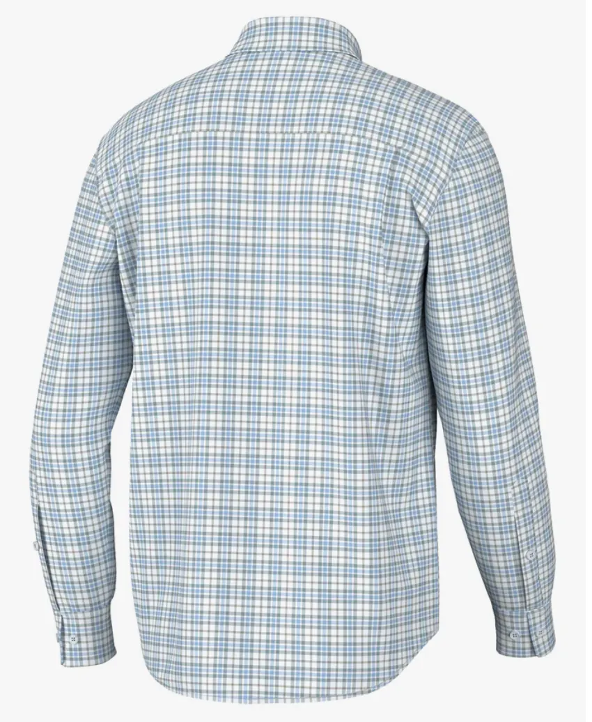Youth Hadley Luxe Lite LS Button Down- Harvey Plaid Pewter & Light Blue