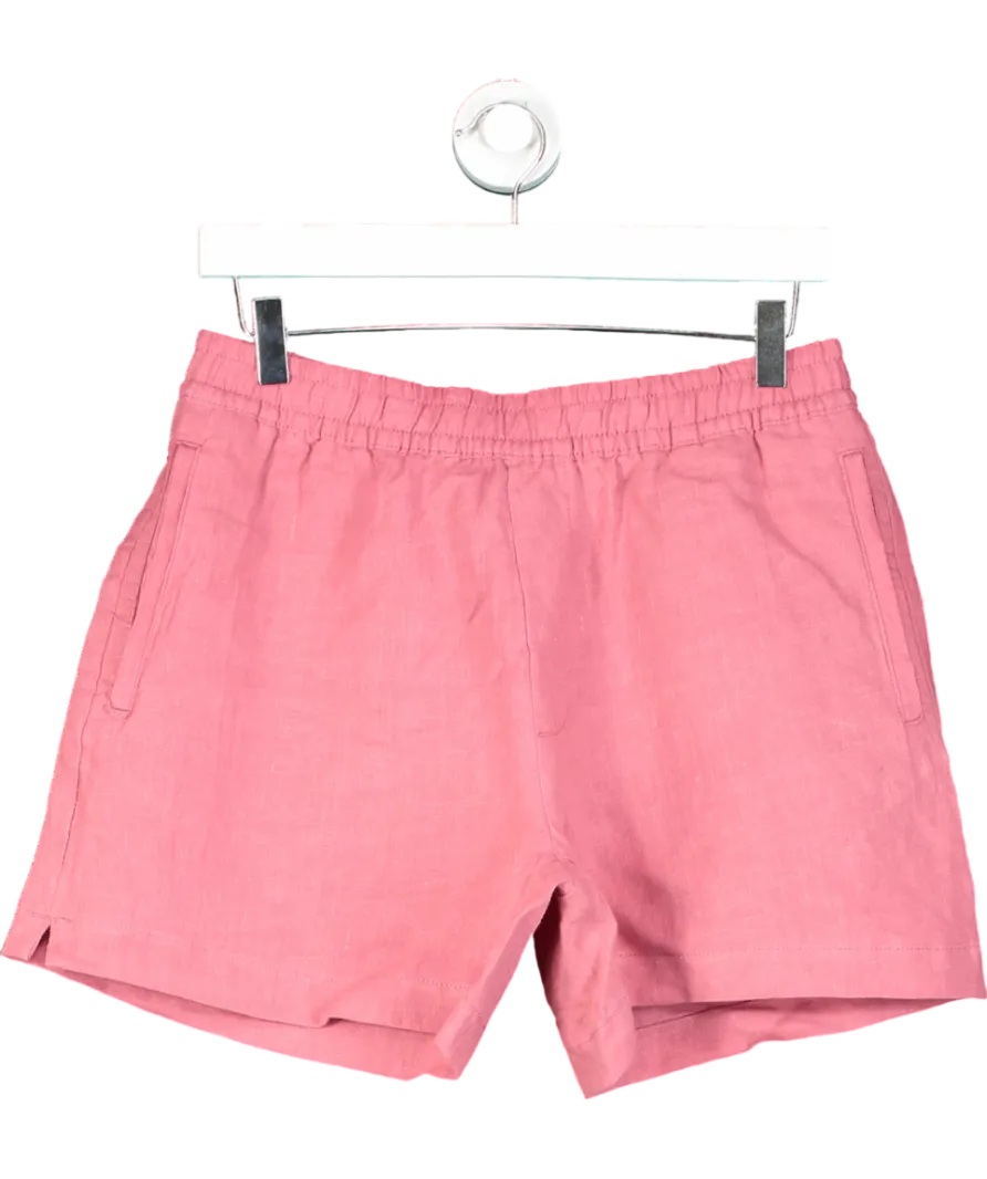 ZARA Pink Linen Viscose Pleated Bermuda Shorts UK S
