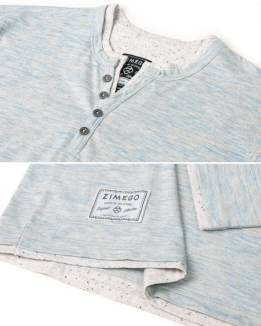 ZIMEGO Men's Long Sleeve Double Layered Y-Neck Fashion Henley - ZGLS247