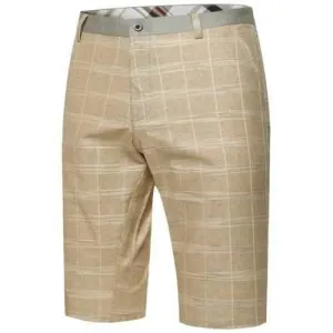Zip Fly Plaid Bermuda Shorts - Khaki 33