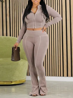 Zip-Front Hoodie & Pants Set