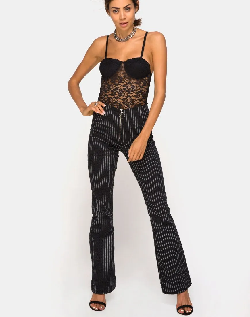 Zolia Trouser in Pinstripe Black