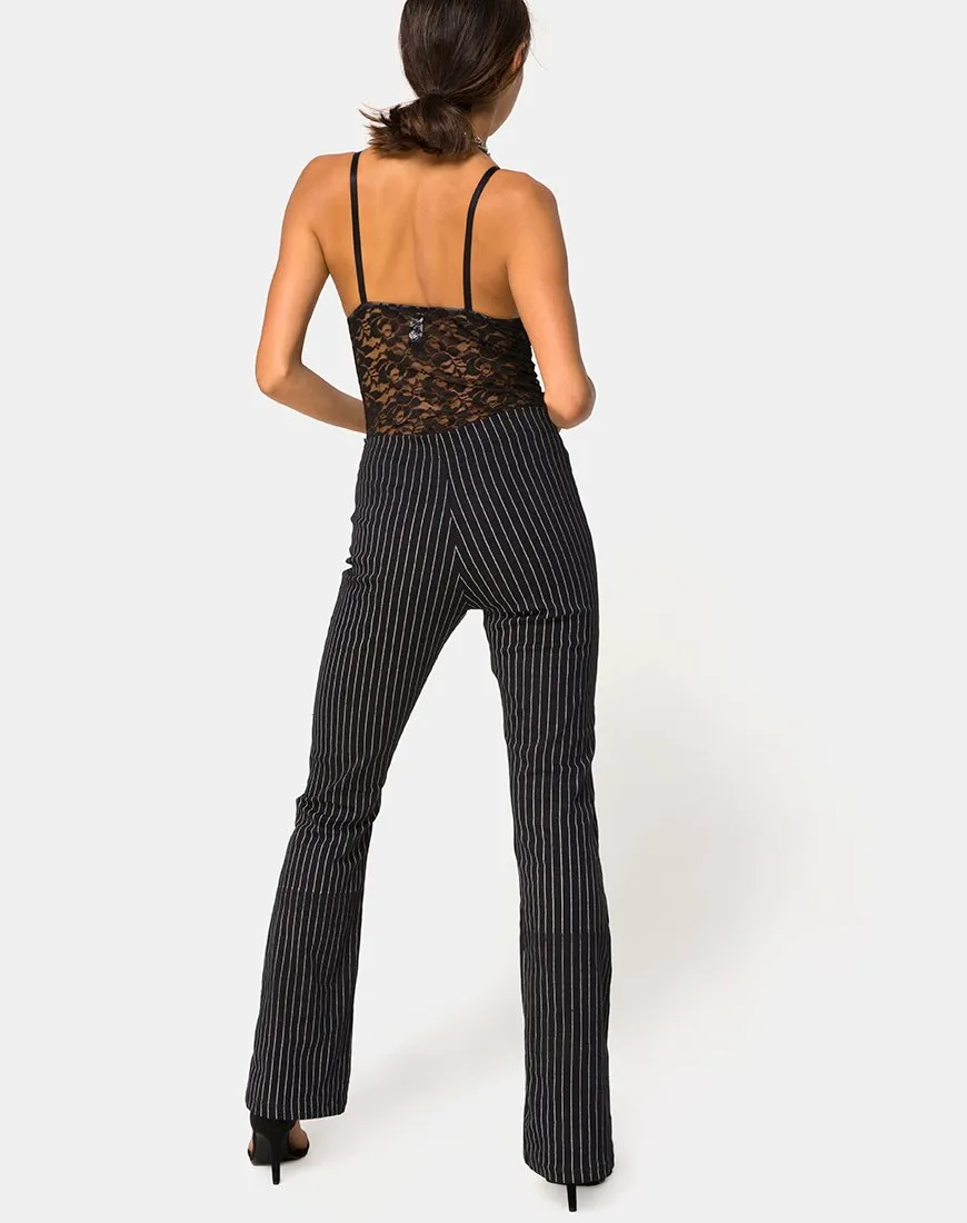 Zolia Trouser in Pinstripe Black
